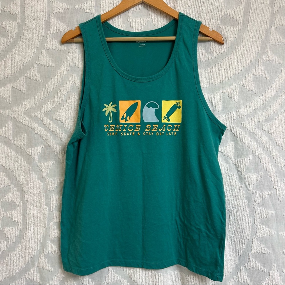 Old Navy Teal Venice Beach Retro Surf Inspired Tank Top